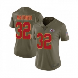 Womens Kansas City Chiefs 32 Tyrann Mathieu Limited Olive 2017 Salute to Service Football Jersey