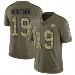 Youth Nike Kansas City Chiefs 19 Joe Montana Limited OliveCamo 2017 Salute to Service NFL Jersey