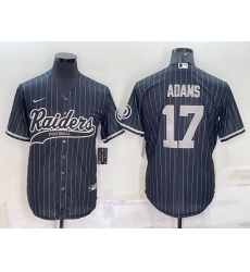 Men Las Vegas Raiders 17 Davante Adams Black With Patch Cool Base Stitched Baseball Jersey