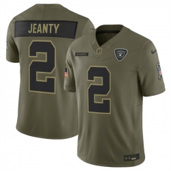 Men Las Vegas Raiders 2 Ashton Jeanty Olive 2025 F U S E  Salute to Service Limited Stitched Football Jersey