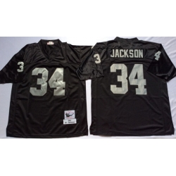 Men Las Vegas Raiders 34 Bo Jackson Black M&N Throwback Jersey