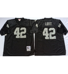 Men Las Vegas Raiders 42 Ronnie Lott Black M&N Throwback Jersey