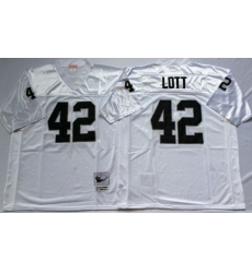 Men Las Vegas Raiders 42 Ronnie Lott White M&N Throwback Jersey