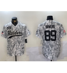 Men Las Vegas Raiders 89 Brock Bowers 2024 Arctic Camo Salute To Service Stitched Baseball Jersey