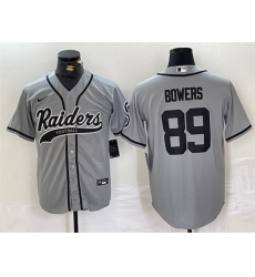 Men Las Vegas Raiders 89 Brock Bowers Grey Cool Base Stitched Baseball Jersey