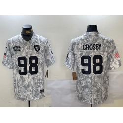 Men Las Vegas Raiders  98 Maxx Crosby 2024 F U S E Arctic Camo Salute To Service Limited Stitched Football Jersey