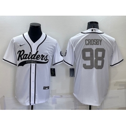 Men Las Vegas Raiders 98 Maxx Crosby White Grey Cool Base Stitched Baseball Jersey