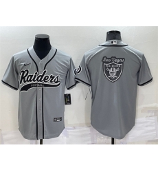 Men Las Vegas Raiders Grey Team Big Logo With Patch Cool Base Stitched Baseb