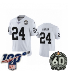 Men Oakland Raiders #24 Johnathan Abram White 60th Anniversary Vapor Untouchable Limited Player 100th Season Football Jersey