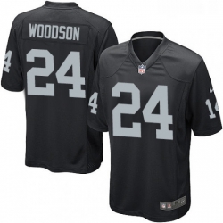 Mens Nike Oakland Raiders 24 Charles Woodson Game Black Team Color NFL Jersey