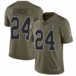 Mens Nike Oakland Raiders 24 Marshawn Lynch Limited Olive 2017 Salute to Service NFL Jersey