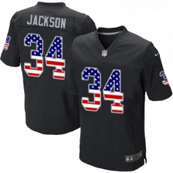 Mens Nike Oakland Raiders 34 Bo Jackson Elite Black Home USA Flag Fashion NFL Jersey