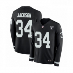 Mens Nike Oakland Raiders 34 Bo Jackson Limited Black Therma Long Sleeve NFL Jersey