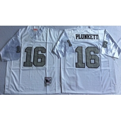 Mitchell And Ness Raiders #16 16 Jim Plunkett White Throwback Stitched NFL Jerseys