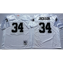 Mitchell And Ness Raiders #34 Bo Jackson White Throwback Stitched NFL Jerseys