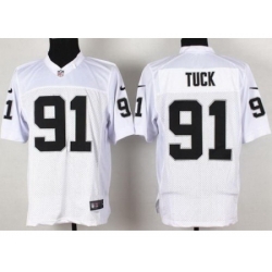 Nike Oakland Raiders 91 Justin Tuck White Elite NFL Jersey