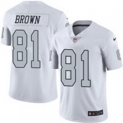 Nike Raiders #81 Tim Brown White Mens Stitched NFL Limited Rush Jersey