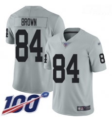 Raiders 84 Antonio Brown Silver Men Stitched Football Limited Inverted Legend 100th Season Jersey