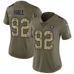 Nike Raiders #92 P J Hall Olive Camo Womens Stitched NFL Limited 2017 Salute to Service Jersey