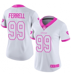 Raiders 99 Clelin Ferrell White Pink Women Stitched Football Limited Rush Fashion Jersey