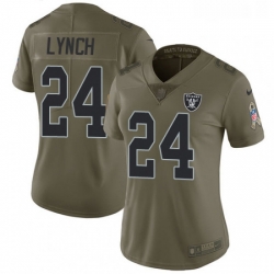 Womens Nike Oakland Raiders 24 Marshawn Lynch Limited Olive 2017 Salute to Service NFL Jersey