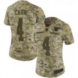 Womens Nike Oakland Raiders 4 Derek Carr Limited Camo 2018 Salute to Service NFL Jersey