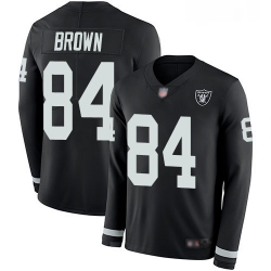 Youth Antonio Brown Limited Black Jersey Oakland Raiders Football 84 Jersey Therma Long Sleeve