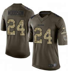 Youth Nike Oakland Raiders 24 Charles Woodson Elite Green Salute to Service NFL Jersey