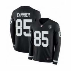 Youth Nike Oakland Raiders 85 Derek Carrier Limited Black Therma Long Sleeve NFL Jersey