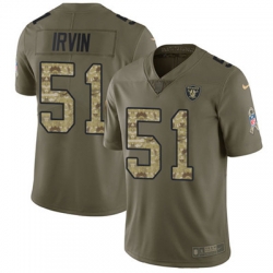 Youth Nike Raiders #51 Bruce Irvin Olive Camo Stitched NFL Limited 2017 Salute to Service Jersey