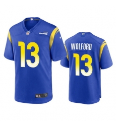 Men Los Angeles Rams 13 John Wolford Royal Stitched Football Game Jersey