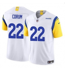 Men Los Angeles Rams 22 Blake Corum White 2024 Draft F U S E Vapor Untouchable Stitched Football Jersey