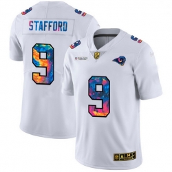 Men Los Angeles Rams 9 Matthew Stafford Men White Nike Multi Color 2020 NFL Crucial Catch Limited NFL Jersey