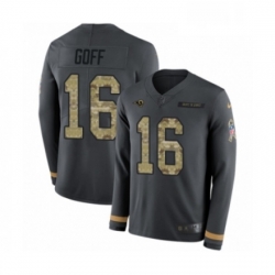 Men Nike Los Angeles Rams 16 Jared Goff Limited Black Salute to Service Therma Long Sleeve NFL Jersey