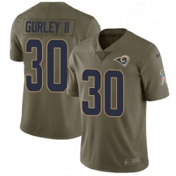 Men Nike Los Angeles Rams 30 Todd Gurley Limited Olive 2017 Salute to Service NFL Jersey