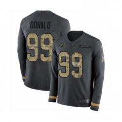 Men Nike Los Angeles Rams 99 Aaron Donald Limited Black Salute to Service Therma Long Sleeve NFL Jersey