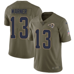 Nike Rams #13 Kurt Warner Olive Mens Stitched NFL Limited 2017 Salute to Service Jersey