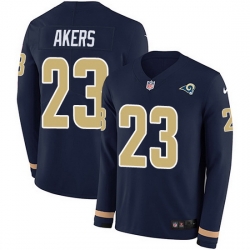 Nike Rams 23 Cam Akers Navy Blue Team Color Men Stitched NFL Limited Therma Long Sleeve Jersey