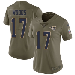 Nike Rams #17 Robert Woods Olive Womens Stitched NFL Limited 2017 Salute to Service Jersey