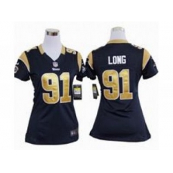 Nike Women NFL St. Louis Rams #91 Chris Long Blue Jerseys