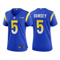 Women Los Angeles Rams #5 Jalen Ramsey Blue Stitched Football Limited Jersey
