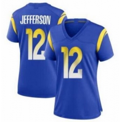 Women Nike Rams 12 Van Jefferson Blue Vapor Untouchable Limited Jersey