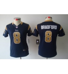 Women Nike St. Louis Rams 8# Sam Bradford Blue Color[NIKE LIMITED Jersey]