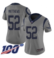 Women Rams 52 Clay Matthews Gray Stitched Football Limited Inverted Legend 100th Season Jersey