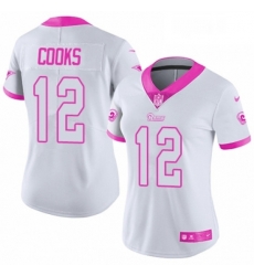 Womens Nike Los Angeles Rams 12 Brandin Cooks Limited WhitePink Rush Fashion NFL Jersey