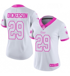 Womens Nike Los Angeles Rams 29 Eric Dickerson Limited WhitePink Rush Fashion NFL Jersey