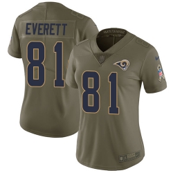 Womens Nike Rams #81 Gerald Everett Olive  Stitched NFL Limited 2017 Salute to Service Jersey