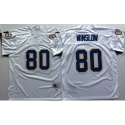 Men Los Angeles Chargers 80 Kellen Winslow White M&N Throwback Jersey