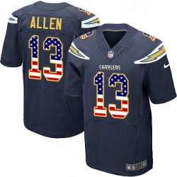 Men Nike Los Angeles Chargers 13 Keenan Allen Elite Navy Blue Home USA Flag Fashion NFL Jersey