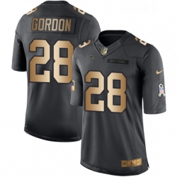 Men Nike Los Angeles Chargers 28 Melvin Gordon Limited BlackGold Salute to Service NFL Jersey